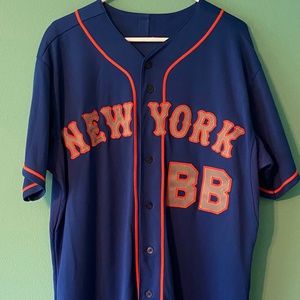 NY Mets Replica Road Blue Jersey with BB by Majestic Adult Size 48